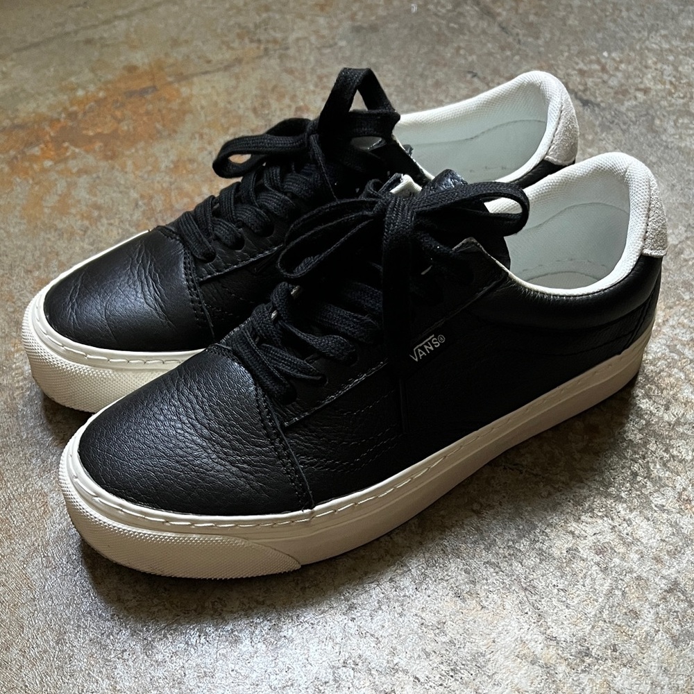 Vans Old Skool Lux Shoes Black Leather Sneakers 6.5W